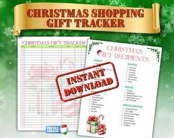 Printable Christmas Gift Tracker: Shopping List, Holiday Planner (PDF Pattern)