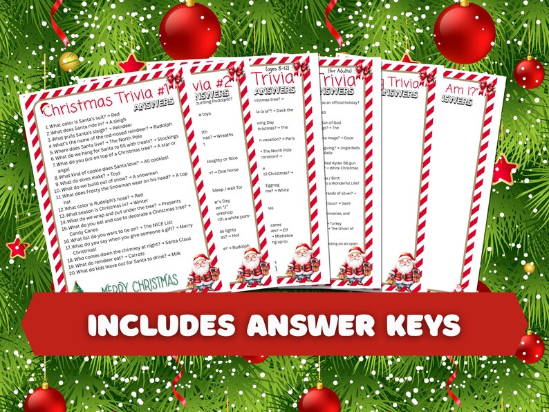 Printable Christmas Trivia Games for All Ages With Answer Keys ...