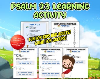 Psalm 23 Bible Verse Learning Activity Printable | Bible Verse Memorization Game | Christian Scripture Study for Kids & Adults