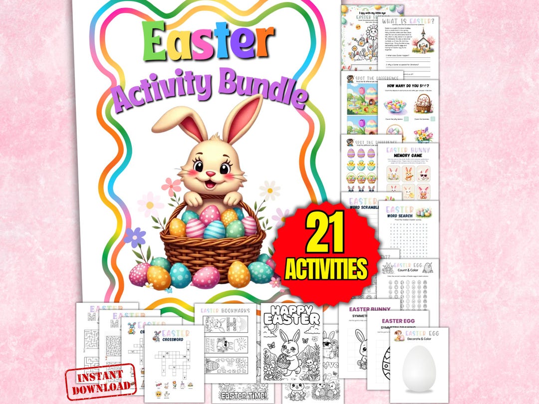 Easter Activity Bundle for Kids Printable, 21 Easter Games, Worksheets ...
