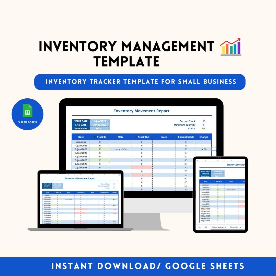 Inventory Tracker Template | Small Business Stock Spreadsheet (google ...
