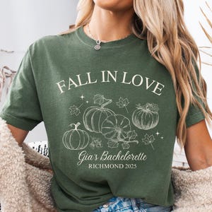 Custom Fall Bachelorette Shirt, Personalized Bride Squad Comfort Colors Tee, Pumpkin Patch Bridal Party Shirt, Autumn Wedding Weekend Gift