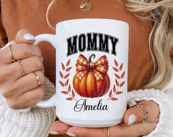 Personalized Pumpkin Mug, Custom Autumn Coffee Cup, Thanksgiving Gift