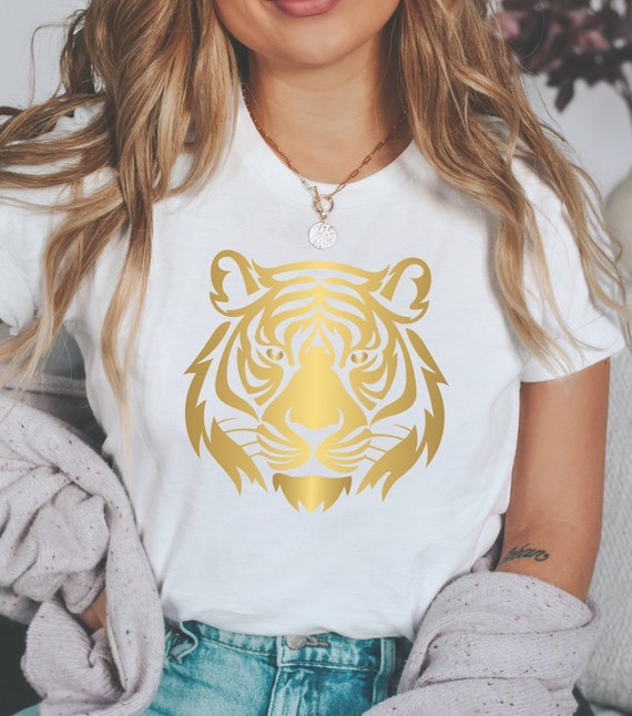 Tijger shirt tijger gezicht tijgers shirt dierenprint tijger hoofd shirt gouden tijger gezicht shirt gouden tijger tijger T shirt tijger mascotte shirt Etsy Nederland