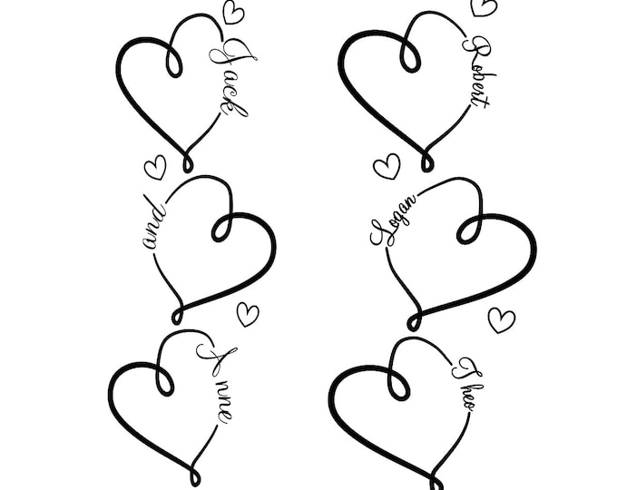 Triple Heart Family, Children's, Love Forever Name Tattoo