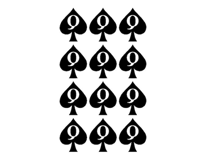 Queen of Spades Temporary Tattoo (Set of 12 )