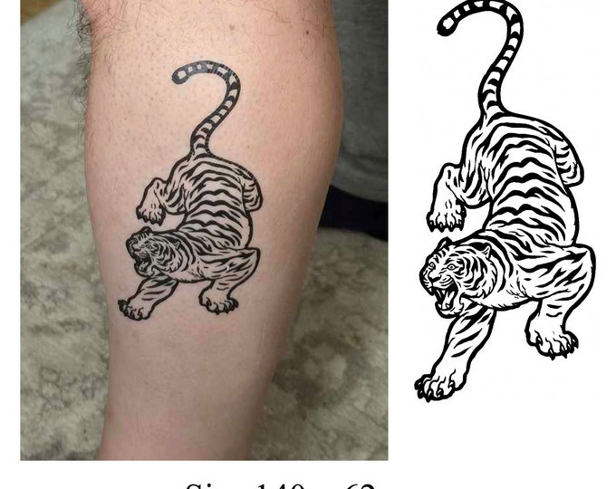Large Black and White Tiger Tattoo