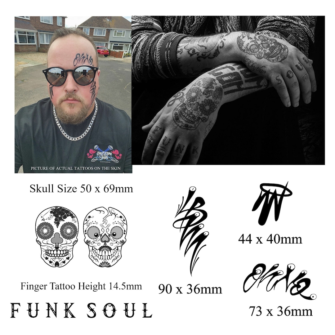 Rag N Bone Man Tattoo Set Hand Skull, Finger SOUL, FUNK and 3 Face Tattoos  - Etsy Norway, image size:1080x1080