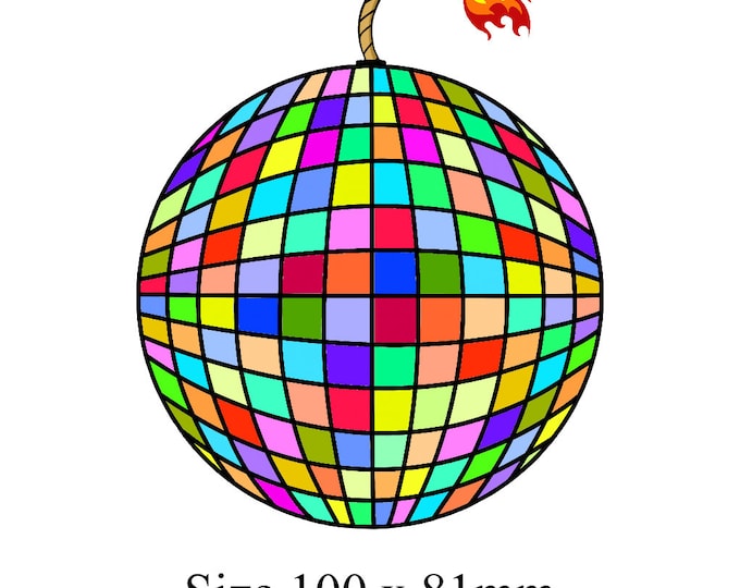 Disco Mirror Ball Bomb Multi Coloured Temporary Tattoo