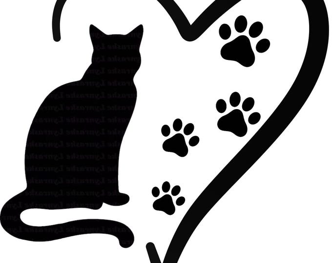 Cat Print Heart Tattoo ( Set of 2 )