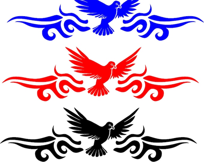 Tribal Style Dove Temporary Tattoo