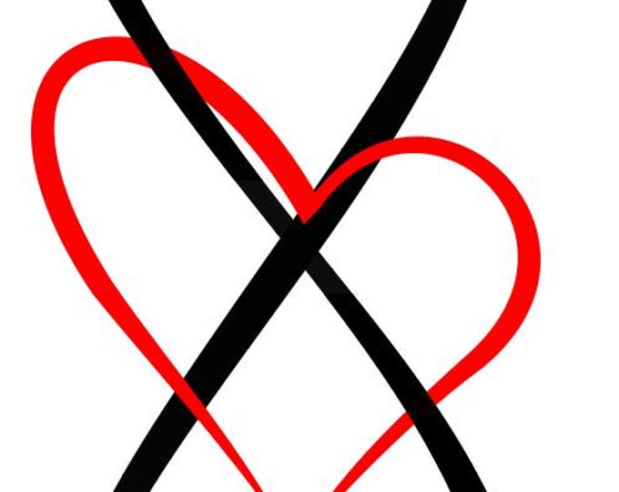 Vertical Infinity Initials with Heart Temporary Tattoo x 2