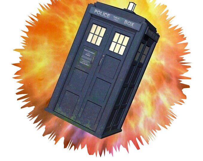 Doctor Who Tardis Flame Burst Tattoo
