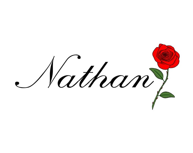Personalised Large Forearm Rose and Name Temporary Tattoo