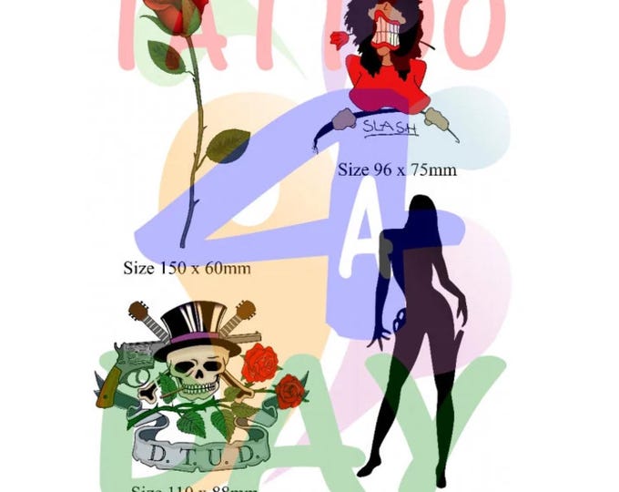 Slash ( Guns n Roses) Cosplay Fancy Dress Temporary Tattoo Set