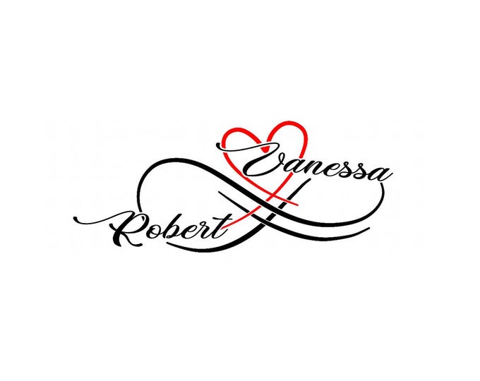 Small Infinity Heart Twin Name Temporary Tattoo x 4