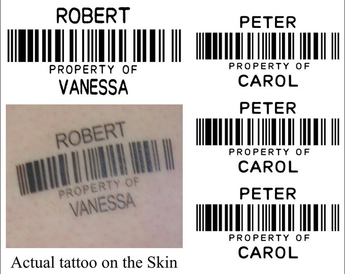 Personalised Barcode Temporary Tattoo ( Set of 4 )
