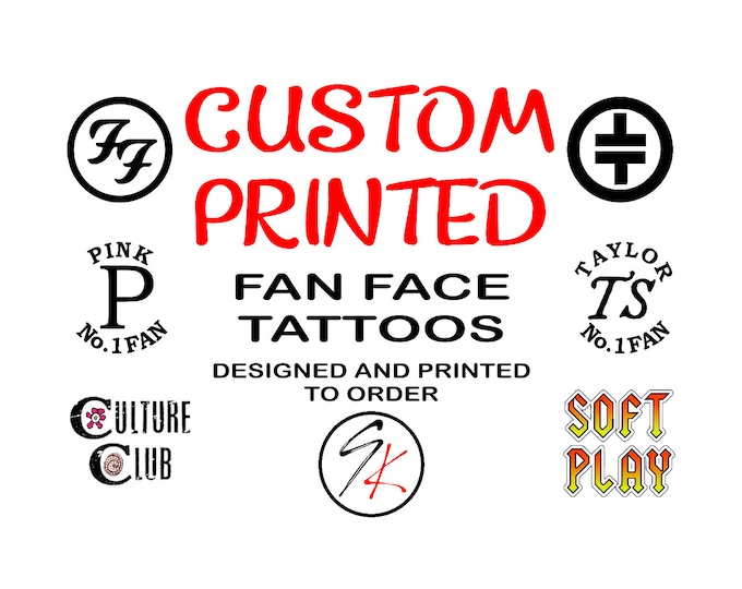 Celebrity Fan Face Temporary Tattoo Custom Printed ( SET OF 4 )