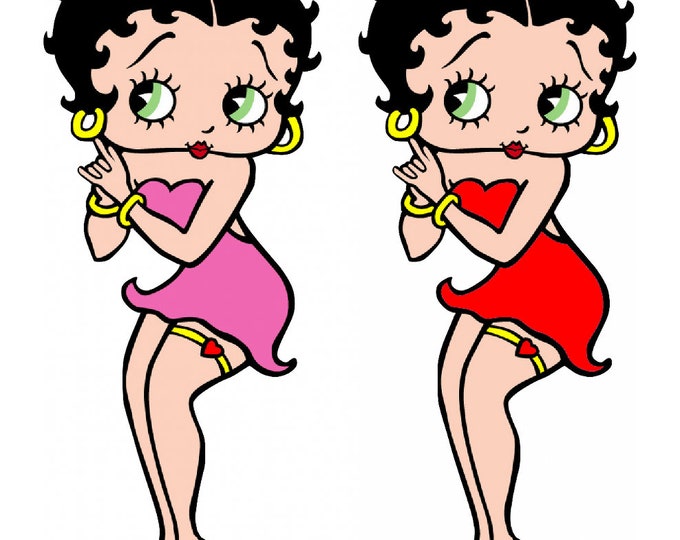 Betty Boop Temporary Tattoo x 2 1 Red and 1 Pink
