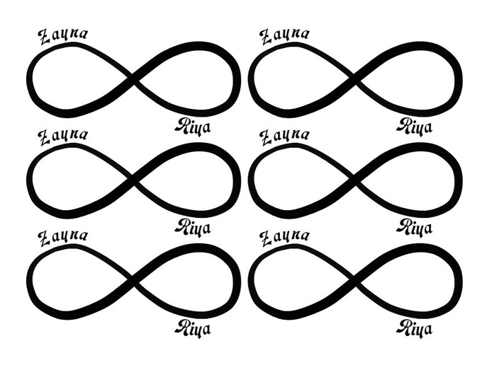 Infinity Personalised Temporary Tattoo ( Set of 6 ) Freepost