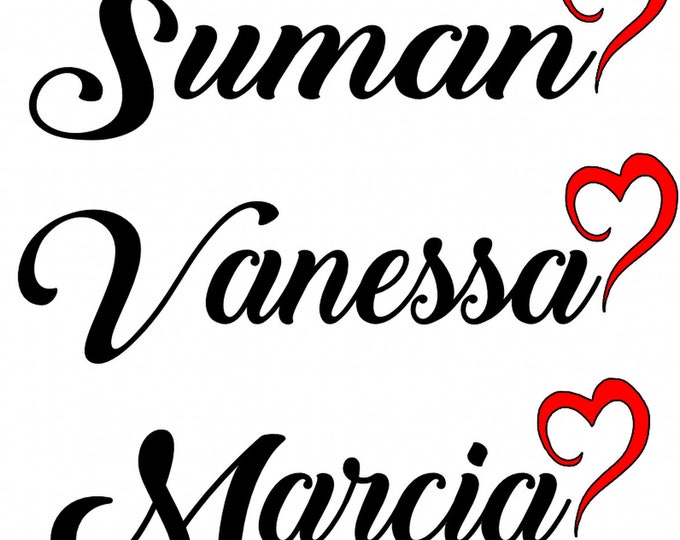 Personalised Large Script Font with Heart Temporary Tattoo Freepost (Set of 2 )