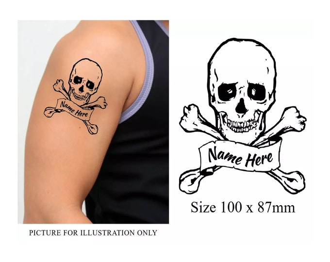 Personalised Skull and Crossbones Temporary Tattoo