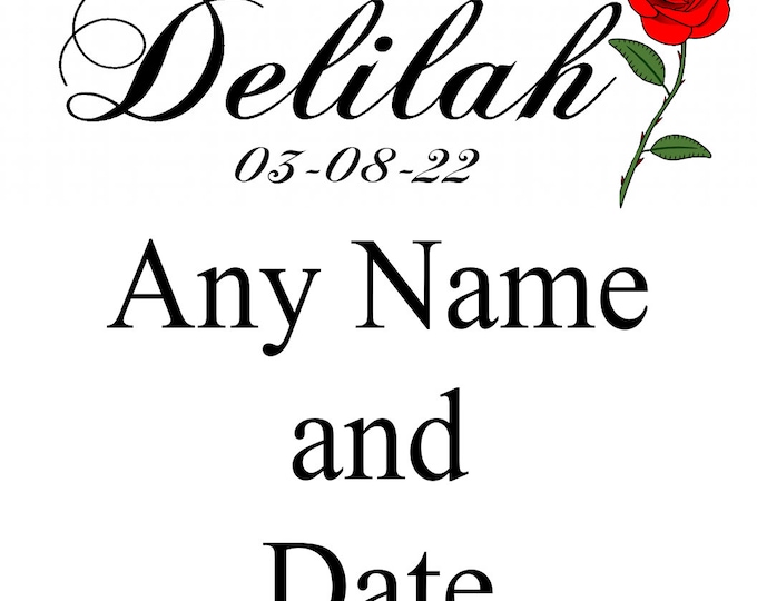 Personalised Large Forearm Rose and Name Temporary Tattoo