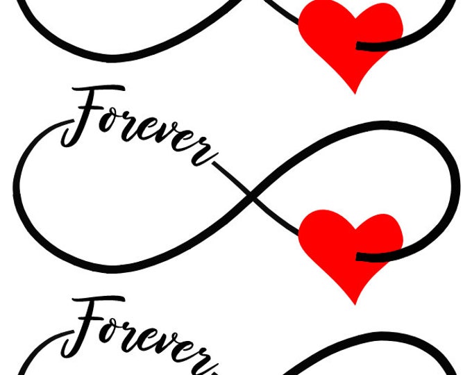 Infinity Forever Red Heart Temporary Tattoo x3