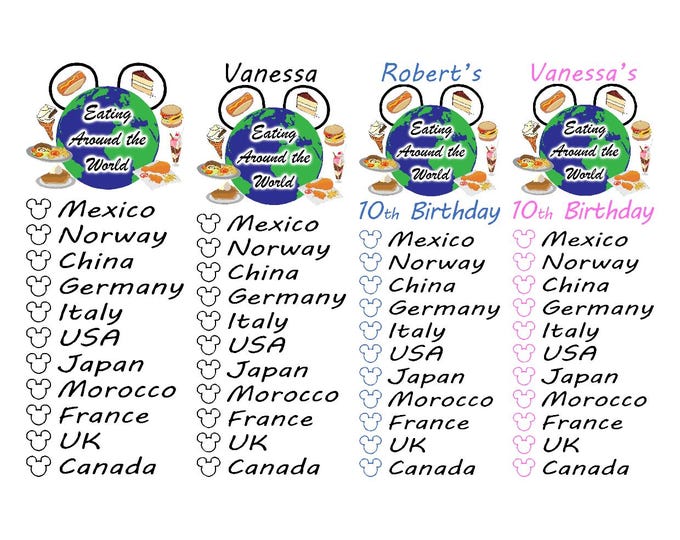 Personalised Epcot Eating Around the World Tattoo ( Printed in UK )