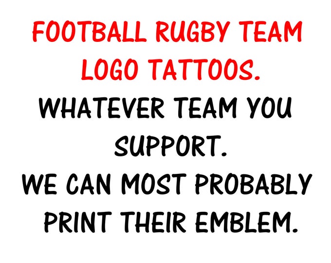 Football Rugby Team Emblem / Logo Temporary Tattoo ( Face or Body Tattoo )