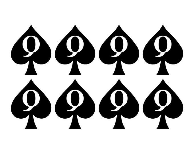 Queen of Spades Temporary Tattoo x8