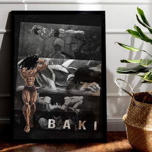 Anime Martial Arts Poster, Baki Hanma Manga Print, Gym Wall Art, Gamer Room Decor, Collector Setup Decoration, Bold Aesthetic Muscle Artwork