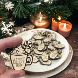 Christmas Activity Tokens for Family, Wooden Christmas Cocoa Kids Bucket List Token, Advent Calendar Filler, Xmas Countdown Coin, Child Game
