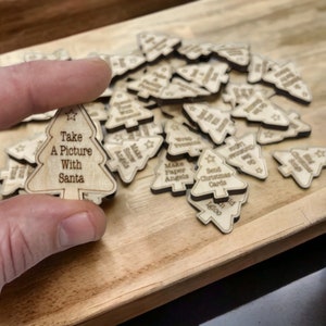 Christmas Activity Tokens for Family, Wooden Christmas Tree Kids Bucket List Token, Advent Calendar Filler, Xmas Countdown Coins, Child Game