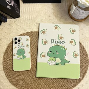 Dinosaur Avocados Cases for iPhone 15 14 Pro Max Plus 13 12 Mini Cover for iPad 10.9 10.5 10.2" iPad 10/9/8/7th, Air 5/4, Pro 12.9/11 inch