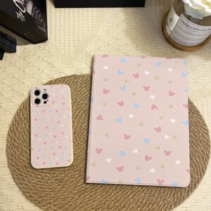 Mickey Head Pink Case for iPad & iPhone 15 14 Pro Max Plus 13 12 Mini Cover for iPad 10.9 10.5 10.2" iPad 10/9/8/7th, Air 5/4, Pro 12.9''