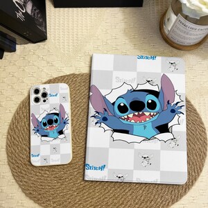 Étui Stitch Cartoon pour iPad et iPhone 15 14 Pro Max Plus 13 12 Mini housse pour iPad 10,9 10,5 10,2 pouces iPad 10/9/8/7e, Air 5/4, Pro 12,9 pouces