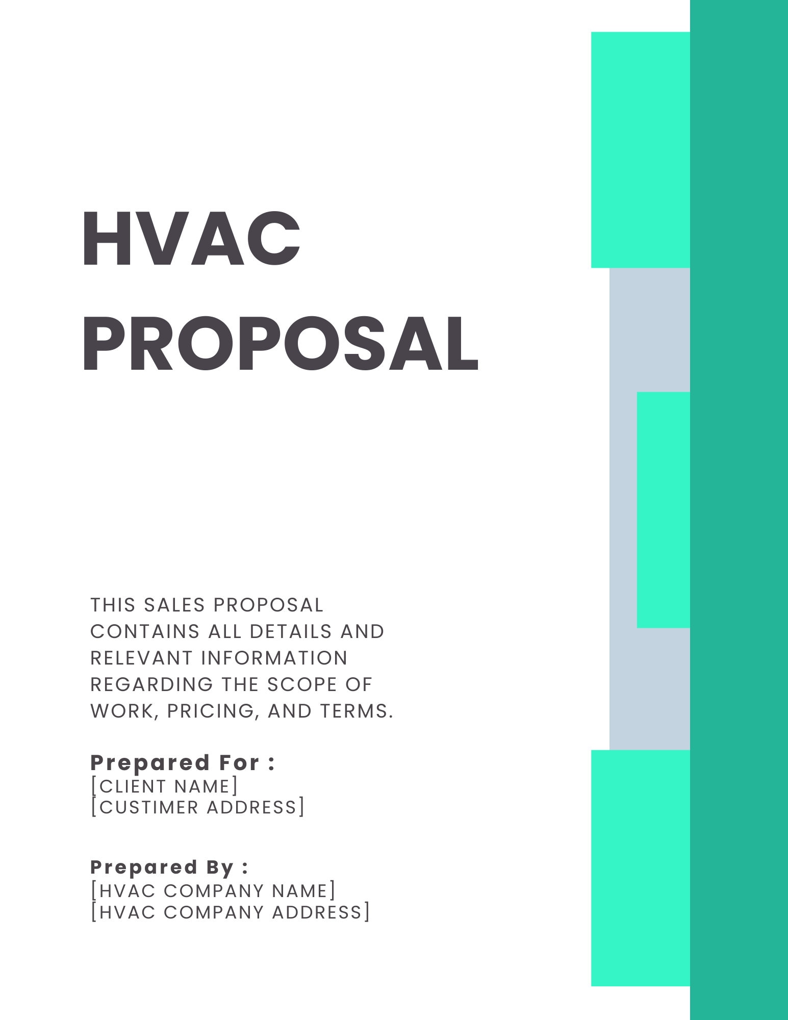 HVAC Proposal Estimate Template Etsy