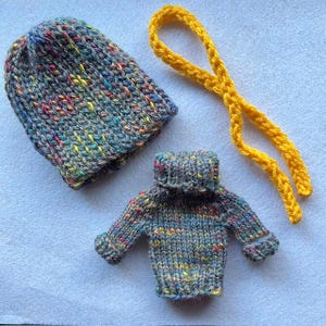 Handknit Hat, Sweater, and Scarf Set for Blythe Dolls