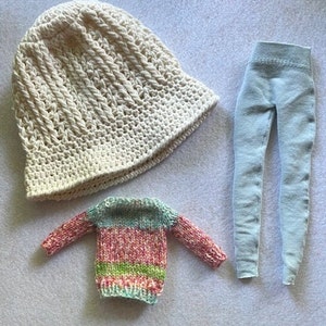 Striped Sweater, Hat, and Leggings Outfit for Blythe Dolls