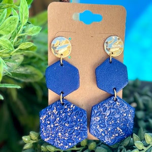 Handmade Polymer Clay Dangle Earrings: Geometric Bohemian Style