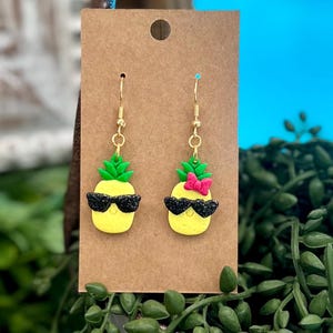 Handmade Pineapple Polymer Clay Earrings: Summer Fruit Jewelry