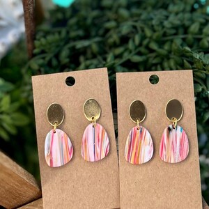 Handmade Polymer Clay Marble Earrings: Lightweight Spring Summer Jewelry