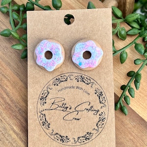 Handmade Donut Stud Earrings: Polymer Clay Dessert Jewelry