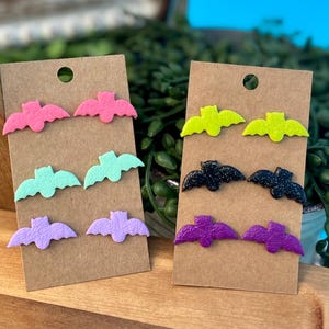 Handmade Halloween Polymer Clay Stud Earrings: Bat & Summerween Pack