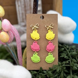Handmade Easter Chick Earrings: Polymer Clay Candy Earrings / Marshmellow Candy Earrings