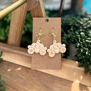 Handmade Pumpkin Stagecoach Earrings /Clay Earrings / Fairy Tale Earrings / Princess Earrings
