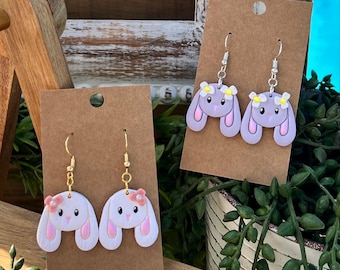 Handmade Easter Bunny Earrings: Polymer Clay Rabbit Jewelry