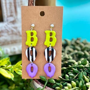 Beetlejuice Inspired Boo Polymer Clay Earrings