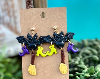 Cute Halloween Ghost BOO Earrings For Women - Handmade Polymer Clay Dangle Earrings - View #8